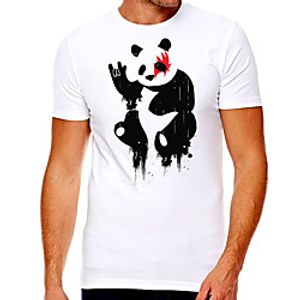 Men's Unisex Tee T shirt Hot Stamping Graphic Prints Panda Plus Size Print Short Sleeve Casual Tops Cotton Basic Designer Big and Tall White miniinthebox