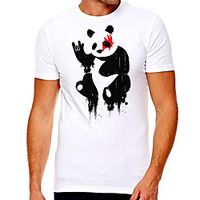 Men's Unisex Tee T shirt Hot Stamping Graphic Prints Panda Plus Size Print Short Sleeve Casual Tops Cotton Basic Designer Big and Tall White miniinthebox - thumbnail