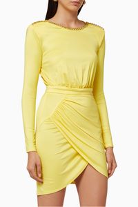 Embellished Draped Mini Dress