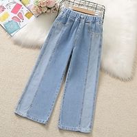 Kids Girls' Trousers Solid Color Cool Pocket School 7-13 Years Summer Blue Lightinthebox - thumbnail