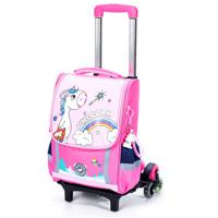 Eazy Kids School Bag Unicorn With Trolley - Princess Pink