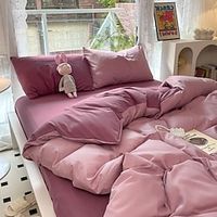 Solid Color Washing Sanding Duvet Cover Set Bedding Set Luxury Soft Microfiber Comforter Cover Queen Size 4 Piece Bedding Set 1 Duvet Cover 1 Bed Sheet 2 Pillowcases) coverlet Lightinthebox - thumbnail