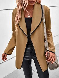 Women's Fashionable And Versatile Long-sleeved Solid Color Casual Woolen Jacket