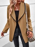 Women's Fashionable And Versatile Long-sleeved Solid Color Casual Woolen Jacket - thumbnail