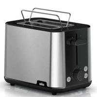 Braun Household Braun 2-slot Stainless Steel PurShine Toaster, Auto Off, 900 Watts, 8 Browning Settings, 4 Way Protection, Bun Warmer, Intelligent Heat Control, Stainless Steel, Black - HT 1510 BK