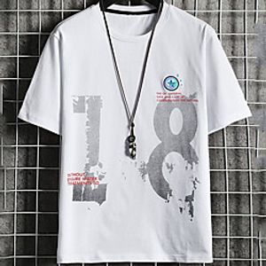 Men's Unisex Tee T shirt Hot Stamping Text Graphic Prints Letter Plus Size Print Short Sleeve Casual Tops Cotton Basic Fashion Designer Big and Tall White Black Khaki Lightinthebox