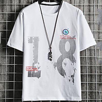 Men's Unisex Tee T shirt Hot Stamping Text Graphic Prints Letter Plus Size Print Short Sleeve Casual Tops Cotton Basic Fashion Designer Big and Tall White Black Khaki Lightinthebox