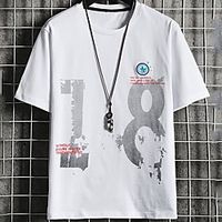 Men's Unisex Tee T shirt Hot Stamping Text Graphic Prints Letter Plus Size Print Short Sleeve Casual Tops Cotton Basic Fashion Designer Big and Tall White Black Khaki Lightinthebox - thumbnail