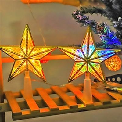 Christmas Tree Top Light Tree Top Star LED Star Light Christmas Tree Top Star Decorative Light Five Point Star Atmosphere Christmas Colorful Light  1PC Lightinthebox