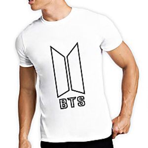 Men's Unisex Tee T shirt Hot Stamping Graphic Prints Geometry Letter Plus Size Print Short Sleeve Casual Tops Cotton Basic Fashion Designer Big and Tall White miniinthebox