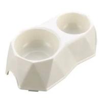 Pets Club Diamond Shape Double Bowl 25.8X14.8X5Cm - White