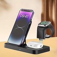 3-in-1 Wireless Charger For Apple Mobile Phones Headphones And Watches Fast Wireless Charging Dual-coil Magnetic Charging Folding Phone Stand Optimized Charging Method Save More Charging Time miniinthebox - thumbnail