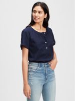 Roll Sleeve Button Front Top Roll Sleeve Button Front Top