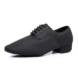 Men's Latin Dance Shoes Modern Dance Shoes Dance Shoes Prom Ballroom Dance Lace Up Party / Evening Mesh Thick Heel Closed Toe Lace-up Adults' Black Lightinthebox