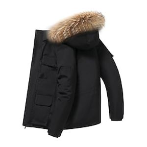 Women's Parka Puffer Jacket Cropped Thicken Winter Coat Thermal Warm Heated Coat Windproof Zip up Coat with Fur Collar Hood Outdoor Hiking Outerwear Long Sleeve Fall Black Beige Red Lightinthebox