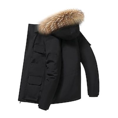 Women's Parka Puffer Jacket Cropped Thicken Winter Coat Thermal Warm Heated Coat Windproof Zip up Coat with Fur Collar Hood Outdoor Hiking Outerwear Long Sleeve Fall Black Beige Red Lightinthebox