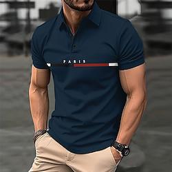 Men's Golf Shirt Golf Polo Work Casual Lapel Short Sleeve Basic Modern Color Block Patchwork Button Spring Summer Regular Fit Violet Black Light Green Pink Navy Blue Orange Golf Shirt Lightinthebox