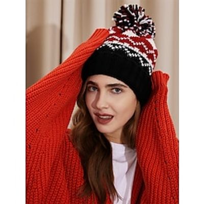 Women's Hat Beanie  Slouchy Winter Hats Wine Outdoor Street Daily Knitted Knit Color Block Windproof Comfort Warm Lightinthebox