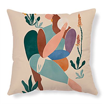 Ins Hand-Pained Pattern Double Side Cushion Cover 1PC Soft Decorative Square  Pillowcase for Sofa bedroom Car Chair Superior Quality Outdoor Cushion for Patio Garden Farmhouse Bench Couch Lightinthebox
