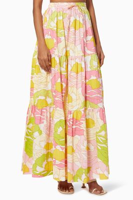 Floral Maxi Skirt in Cotton Floral Maxi Skirt in Cotton
