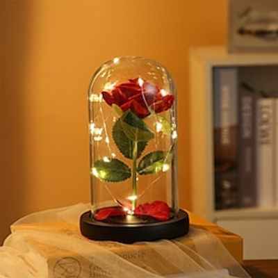 1PC New Valentine's Day Gift for Girlfriend Atmosphere Decoration Light Rose Transparent Desktop Lighting Night Light Valentine's Day Gift Wedding Party Gift Holiday Gift Lightinthebox