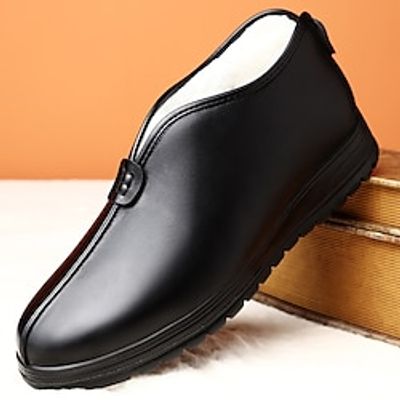 Men's Loafers  Slip-Ons Winter Shoes Fleece lined Casual Outdoor Daily Cloth Warm Breathable Comfortable Loafer Black Color Block Fall Winter miniinthebox