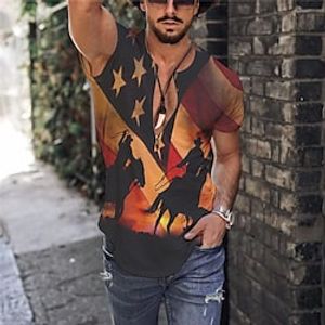 Men's T shirt Tee Graphic Horse Racing National Flag Half Zip Clothing Apparel 3D Print Outdoor Daily Short Sleeve Zip Up Print Fashion Designer Casual Lightinthebox