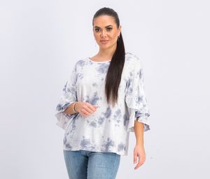 Womens Layered Sleeve Tops  Blue/White