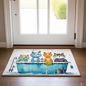 Cats Bath Doormat Non-Slip Oil Proof Rug Indoor Outdoor Mat Bedroom Decor Bathroom Mat Entrance Rug Door Mat Lightinthebox