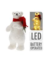 Koopman Xmas Bear Standing with LED 30cm White