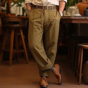 Men's Trousers Chinos Chino Pants Pocket Plain Comfort Breathable Outdoor Daily Going out Cotton Blend Fashion Casual Khaki Lightinthebox
