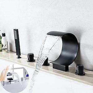 Bathtub Faucet,Modern Style Brass Contemporary Oil-rubbed Bronze Roman Tub Ceramic Valve Waterfall Bath Shower Mixer Taps with Hot and Cold Switch miniinthebox