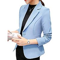ladies blazer slim fit suit jacket elegant long-sleeved lapel women jacket solid color short jacket one button blazer business suit office jacket Lightinthebox - thumbnail