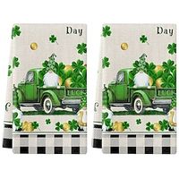 Kitchen Towels Reversible for Drying Dishes, St. Patrick Clover Shamrocks Truck Gnomes 1pcs Dishcloths Cotton Hand Towels, Absorbent Dish Towels for Kitchen Counter Tea Towels Lightinthebox