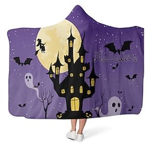 Halloween Festival Celebration Ghost Hotel Pattern Lamb Fleece Double Layer Blanket Cloak Blanket Flannel Lightinthebox