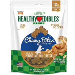 Nylabone Healthy Edibles Grain Free Chewy Bites Peanut Butter Flavor 12Oz