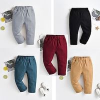 Kids Boys Pants Trousers Solid Color Windproof Comfort Pants School Adorable Daily Wine Red Navy Blue Brown Lightinthebox - thumbnail