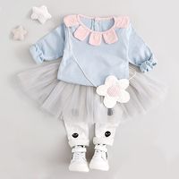 Flower Collar Baby Girls Clothing Set