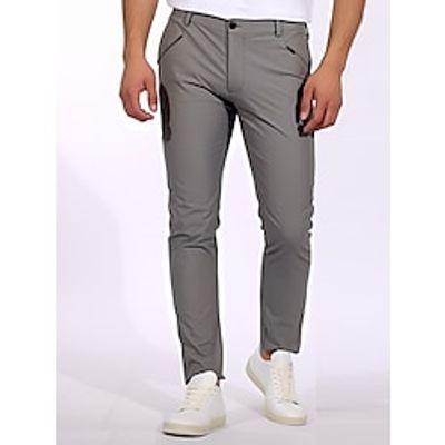 Men's Trousers Chinos Chino Pants Pleated Pants Button Zipper Pocket Straight Leg Plain Comfort Breathable Business Daily Holiday Cotton Blend Fashion Chic  Modern Gray miniinthebox
