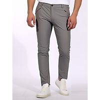 Men's Trousers Chinos Chino Pants Pleated Pants Button Zipper Pocket Straight Leg Plain Comfort Breathable Business Daily Holiday Cotton Blend Fashion Chic Modern Gray miniinthebox