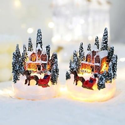 1pc Christmas Decorations Resin House Luminous Ornaments Christmas Micro Landscape Christmas Small House Christmas Gift Ideas miniinthebox