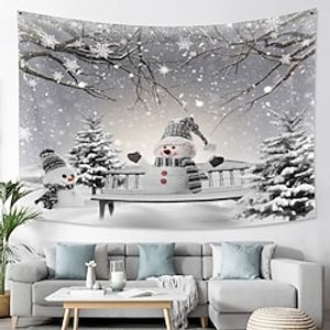 Christmas Snowman Holiday Party Wall Tapestry Art Decor Blanket Curtain Picnic Tablecloth Hanging Home Bedroom Living Room Dorm Decoration Snowflake Gift Polyester Lightinthebox