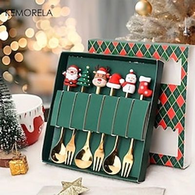 46PCS Christmas Fork And Spoon Set, Stainless Steel Creative Tableware, Coffee Tea Dessert Forks And Spoons Gift Set For Christmas Party Decorations. Lightinthebox 46PCS Christmas Fork And Spoon Set, Stainless Steel Creative Tableware, Coffee Tea Dessert Forks And Spoons Gift Set For Christmas Party Decorations. Lightinthebox