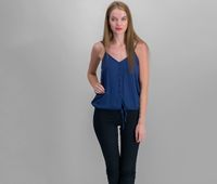 Juniors Tie-Front Cami Tank Top  Navy - thumbnail
