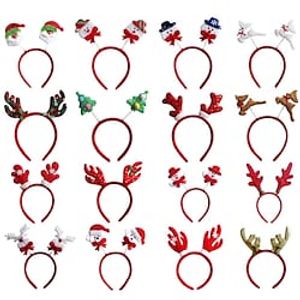 1PC Red Buffalo Plaid Christmas Headbands Reindeer Christmas Bows Costume Hair Hoop for Christmas Holiday Party Favors Cosplay Christmas Xmas Gift Lightinthebox