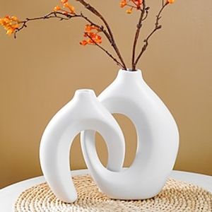 White Couple Vase Adopts a Modern Minimalist Line Design and The Resin Material Can Be Cross Combined or Placed Separately for Decoration. Is suitable for Family Gatherings Weddings and Othe 2pcs miniinthebox