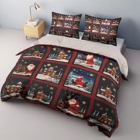 100% Cotton Christmas Santa Claus Folk Art Comforter Set Bedding Set, 3 Pieces Comforter Cover Soft Microfiber Festival Bedding Gifts Christmas Decoration For Home With Quilt Art Holiday Duvet Cover Lightinthebox - thumbnail