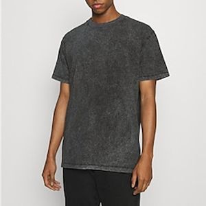 Men's T shirt Tee 100% Cotton Acid Wash Shirt Oversized Shirt Plain Crew Neck Daily Wear Vacation Short Sleeve Clothing Apparel Sport Designer Casual Lightinthebox