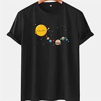 Men's Unisex Tee T shirt Hot Stamping Graphic Prints Planet Plus Size Short Sleeve Casual Tops 100% Cotton Basic Designer Big and Tall Black Blue Green Lightinthebox - thumbnail