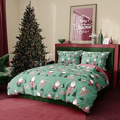Christmas Many Santa Clauses Duvet Cover Set, 3 Pieces Comforter Cover With Zipper Closure Soft Microfiber Festival Bedding Gifts Christmas Decoration For Home Lightinthebox